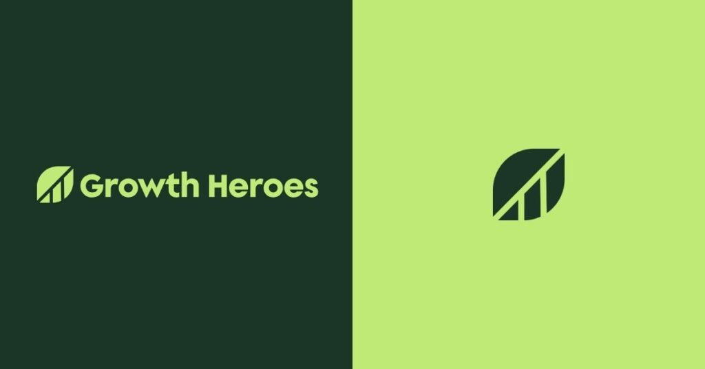 The image shows the logos from the new Growth Heroes brand.