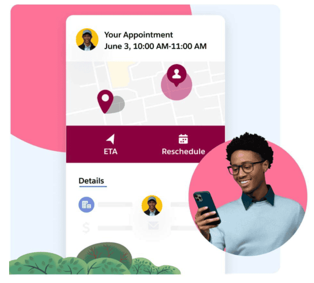 Field Service Mobile App displaying offline functionality and technician tools