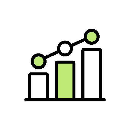 Growth chart icon symbolizing long-term impact, sustainable growth, and community investment.